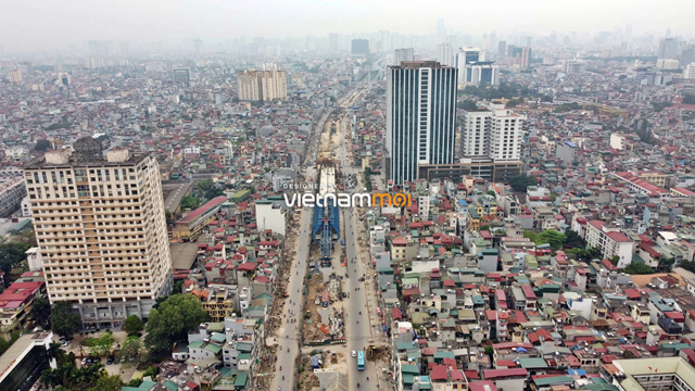 H&igrave;nh ảnh V&agrave;nh đai 2 tr&ecirc;n cao đang x&acirc;y dựng tr&ecirc;n đường Minh Khai.