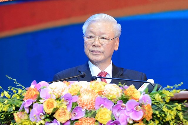 Tổng B&iacute; thư, Chủ tịch nước Nguyễn Ph&uacute; Trọng ph&aacute;t biểu tại Lễ kỷ niệm 90 năm ng&agrave;y th&agrave;nh lập Đo&agrave;n. &nbsp;