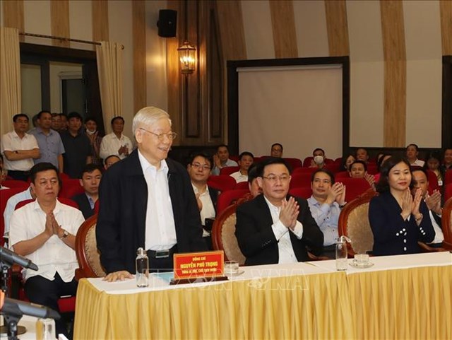 Tổng B&iacute; thư, Chủ tịch nước Nguyễn Ph&uacute; Trọng tại Hội nghị. Ảnh: Tr&iacute; Dũng/TTXVN
