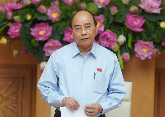 Thủ tướng Nguyễn Xu&acirc;n Ph&uacute;c ph&aacute;t biểu tại cuộc họp. Ảnh: VGP/Quang Hiếu&nbsp; &nbsp;