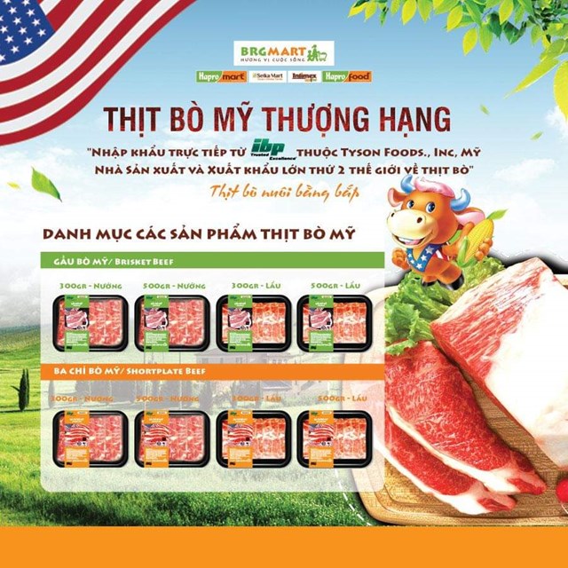 BRG Retail nhập khẩu trực tiếp thịt b&ograve; Mỹ chất lượng cao từ Tyson Foods