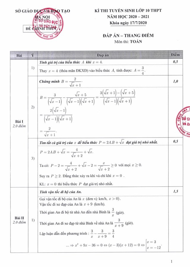 H&#224; Nội ch&#237;nh thức c&#244;ng bố đ&#225;p &#225;n 3 m&#244;n thi v&#224;o lớp 10 - Ảnh 2