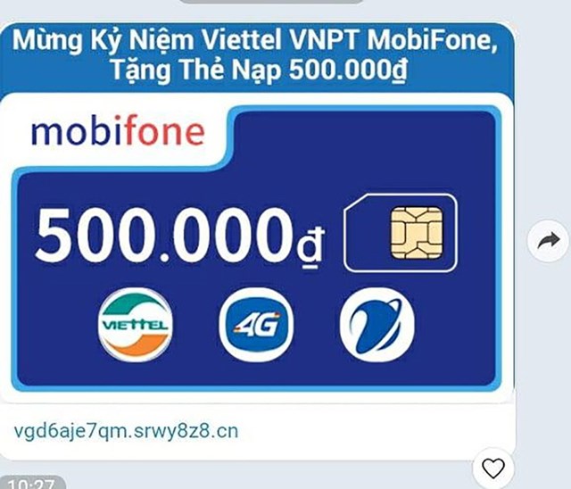 Nội dung tin nhắn nghi ph&aacute;t t&aacute;n m&atilde; độc&nbsp;&nbsp;