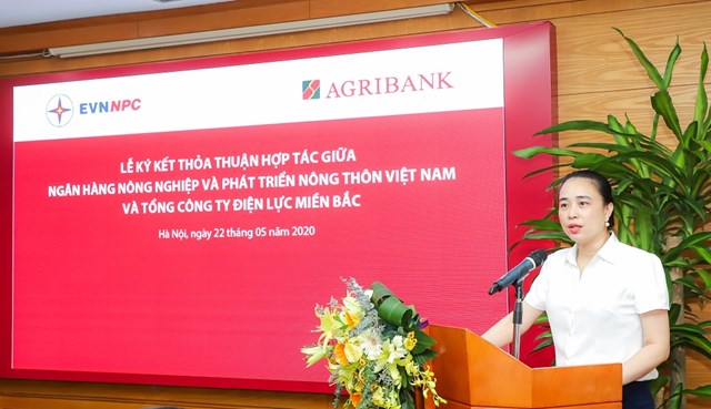 B&agrave; Đỗ Nguyệt &Aacute;nh - Tổng Gi&aacute;m đốc EVNNPC ph&aacute;t biểu tại buổi Lễ