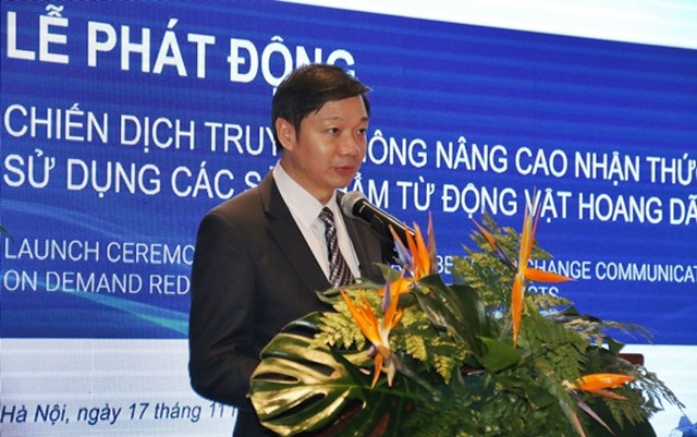Ph&oacute; Tổng cục trưởng Tổng cục L&acirc;m nghiệp (Bộ NN&amp;PTNT) Trần Quang Bảo ph&aacute;t biểu tại buổi lễ &nbsp;