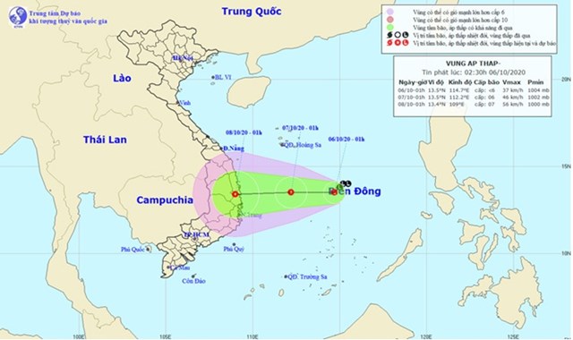 Vị tr&iacute; của v&ugrave;ng &aacute;p thấp - Nguồn: NCHMF