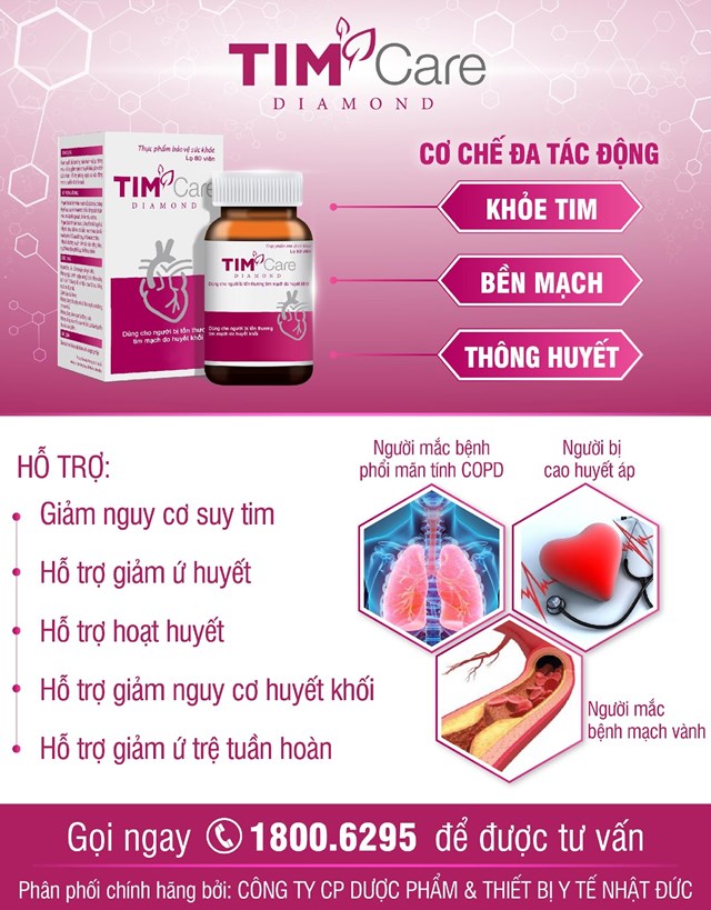 Thực phẩm bảo vệ sức khỏe TIM CARE DIAMOND quảng c&aacute;o g&acirc;y hiểu nhầm