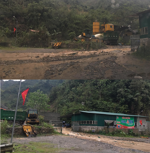 Sau mỗi trận mưa lớn, đ&aacute; lớn, đ&aacute; b&eacute; lại &ldquo;k&eacute;o nhau&rdquo; tr&ocirc;i từ mỏ đ&aacute; xuống l&ograve;ng đường. (Ảnh: T.T)