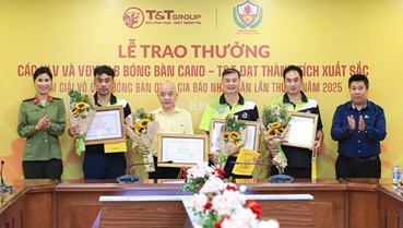 T&T Group trao thưởng hơn 1,2 tỷ đồng cho CLB Bóng bàn CAND - T&T sau Giải vô địch bóng bàn quốc gia 2025