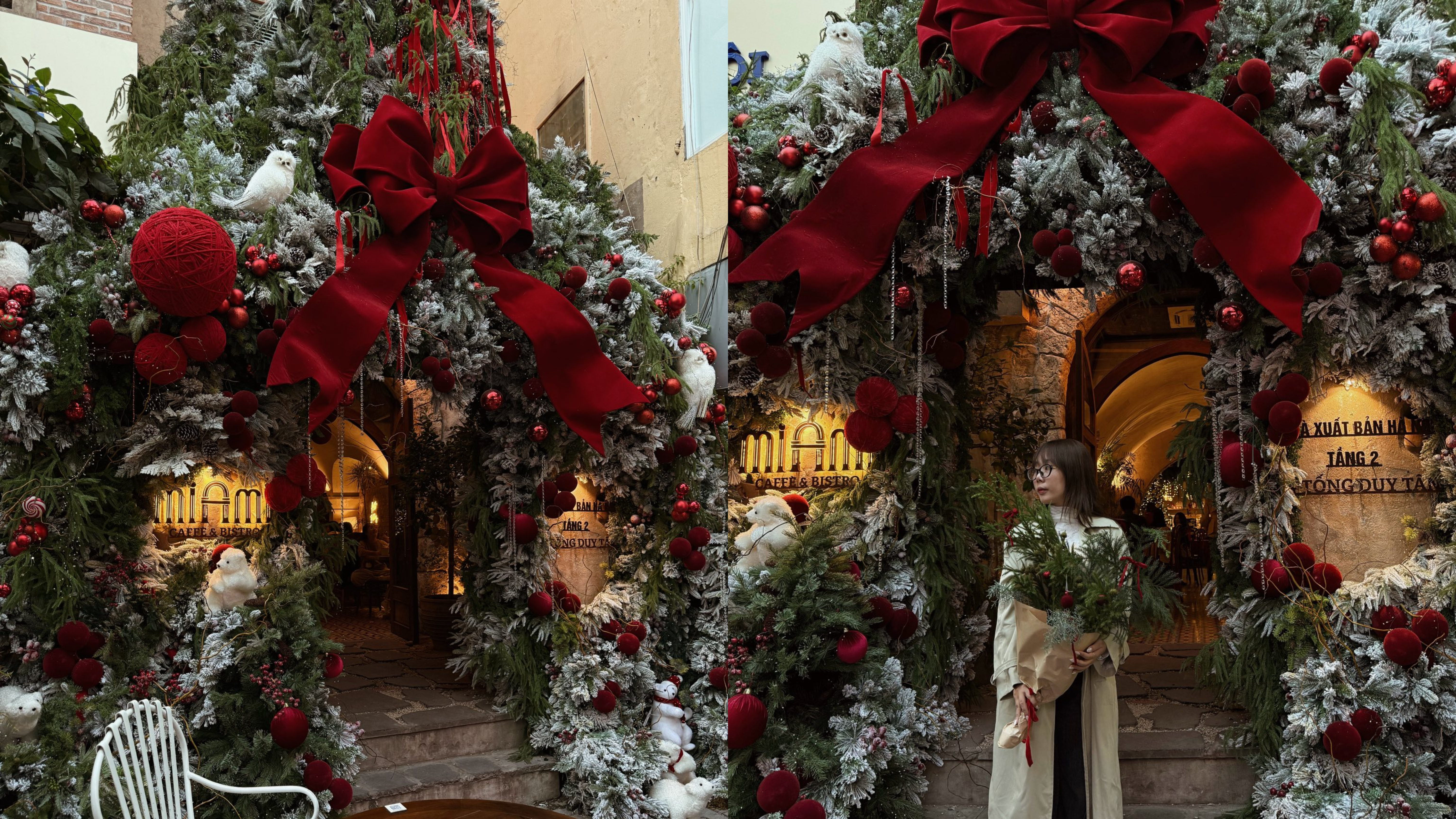 Mi Ami Caffé decor cây thông khổng lồ phục vụ nhu cầu checkin của khách hàng 