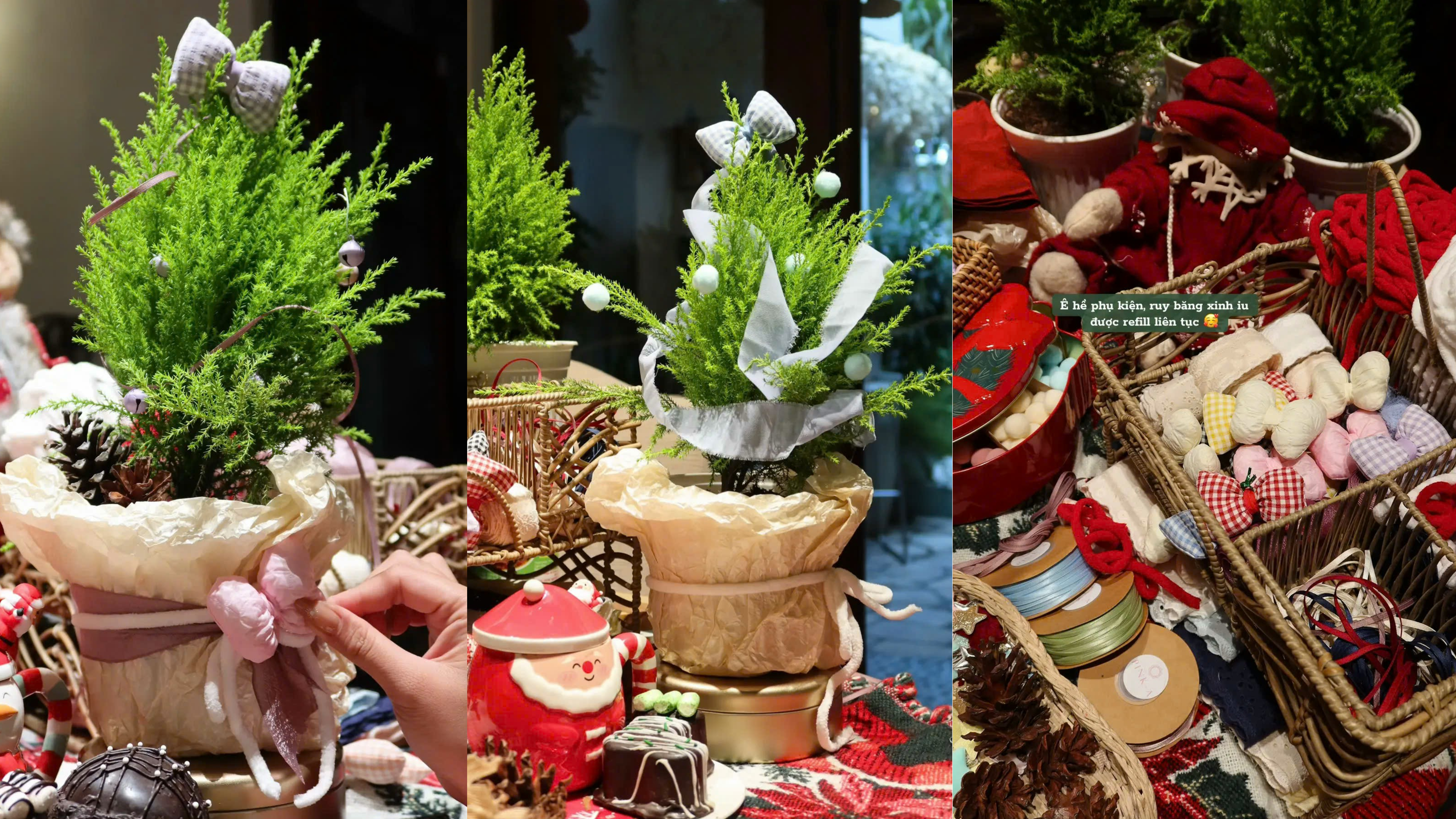 Buffet decor trực tiếp tr&ecirc;n c&acirc;y th&ocirc;ng bằng charm v&agrave; phụ kiện&nbsp;