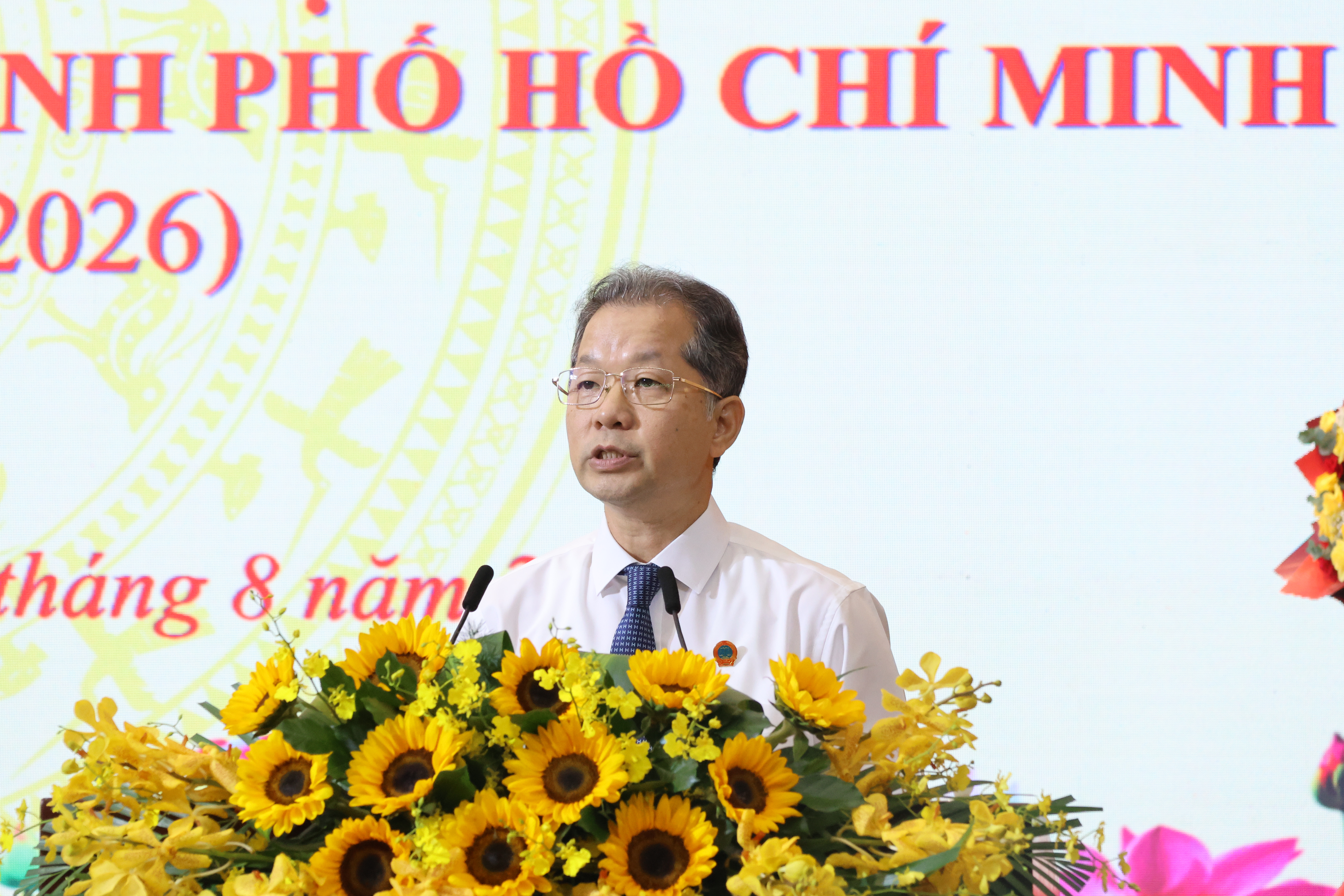 &Ocirc;ng Nguyễn Văn Quảng, B&iacute; thư Trung ương Đảng, Ch&aacute;nh &aacute;n T&ograve;a &aacute;n nh&acirc;n d&acirc;n tối cao ph&aacute;t biểu tại Lễ kỷ niệm 50 ng&agrave;y th&agrave;nh lập