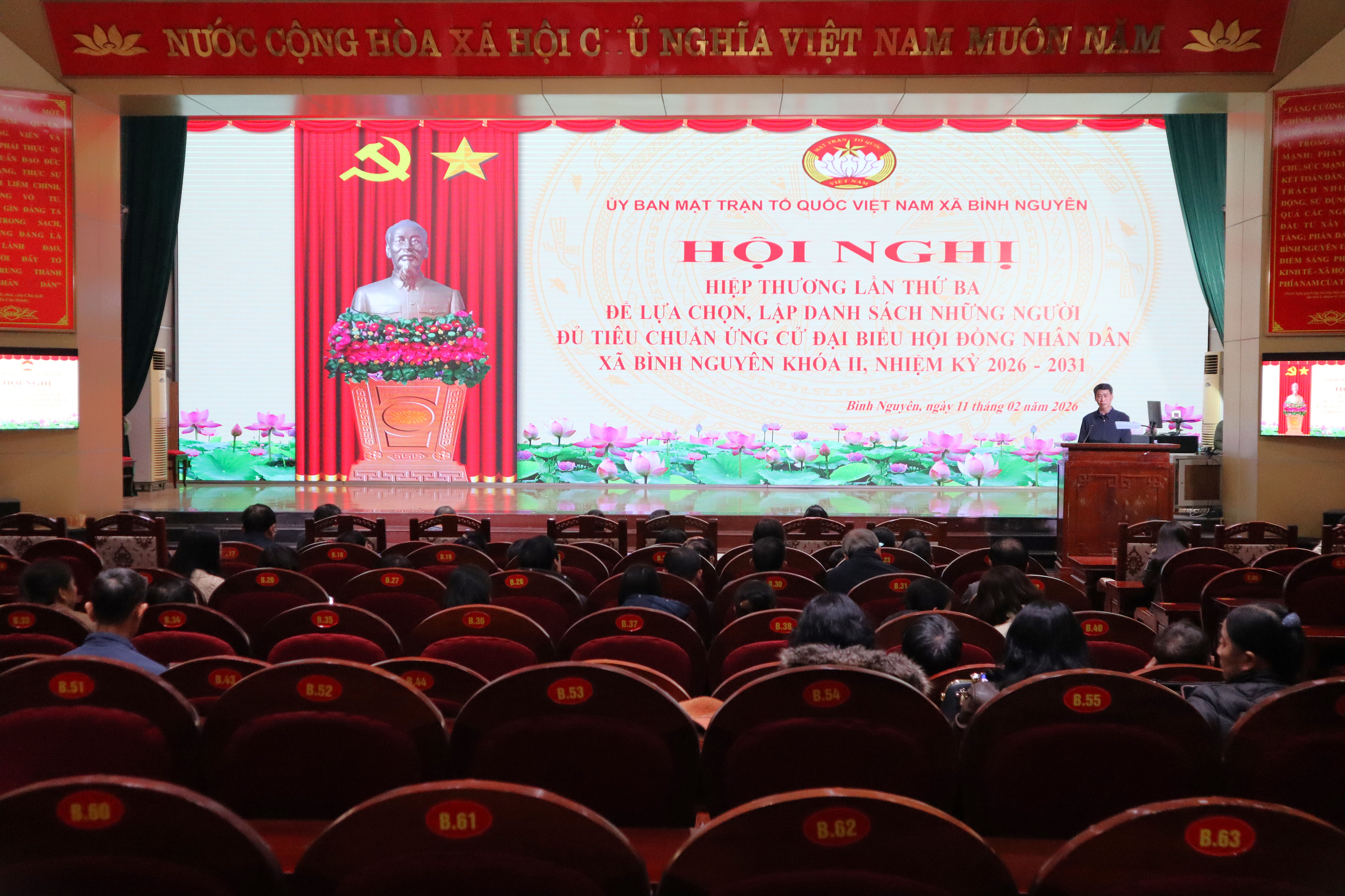 Hội nghị hiệp thương lần thứ ba để lựa chọn, lập danh s&aacute;ch những người đủ ti&ecirc;u chuẩn ứng cử đại biểu HĐND x&atilde; X&atilde; B&igrave;nh Nguy&ecirc;n kho&aacute; II, nhiệm kỳ 2026 - 2031.