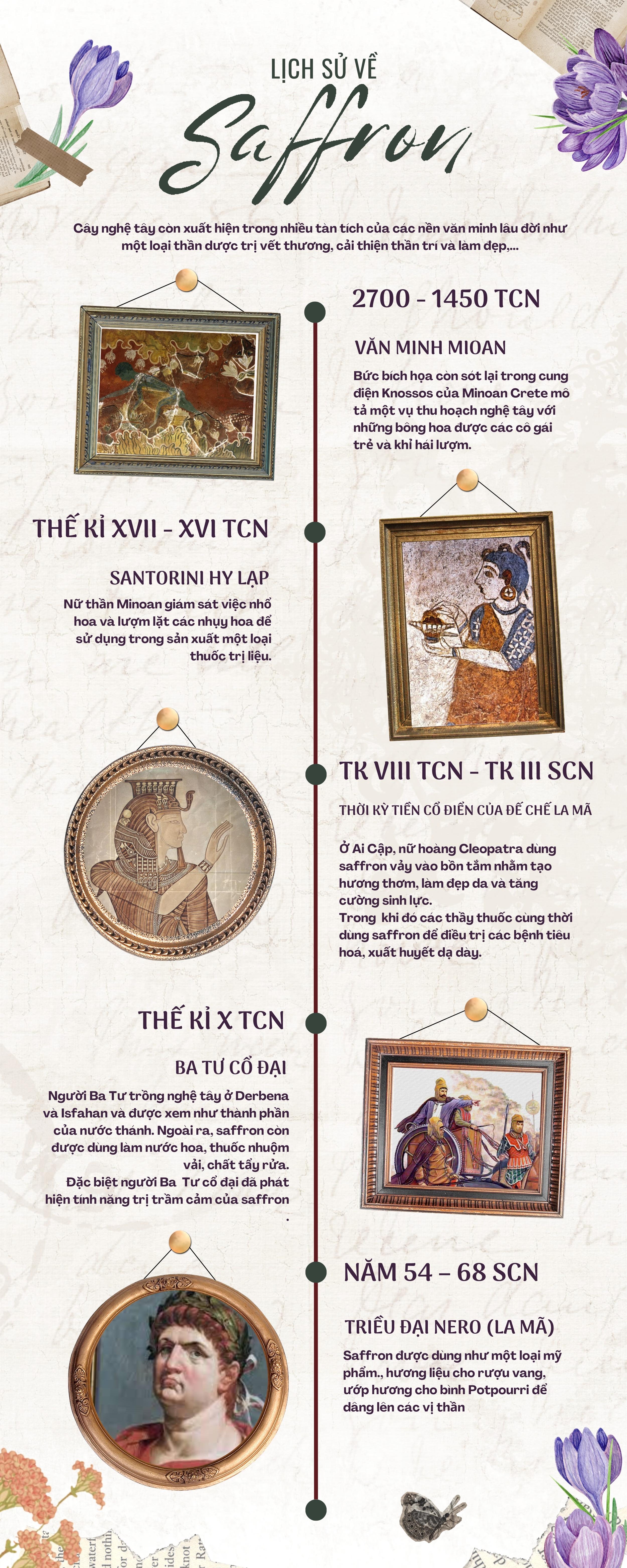 C&ocirc;ng dụng của Saffron qua từng giai đoạn lịch sử