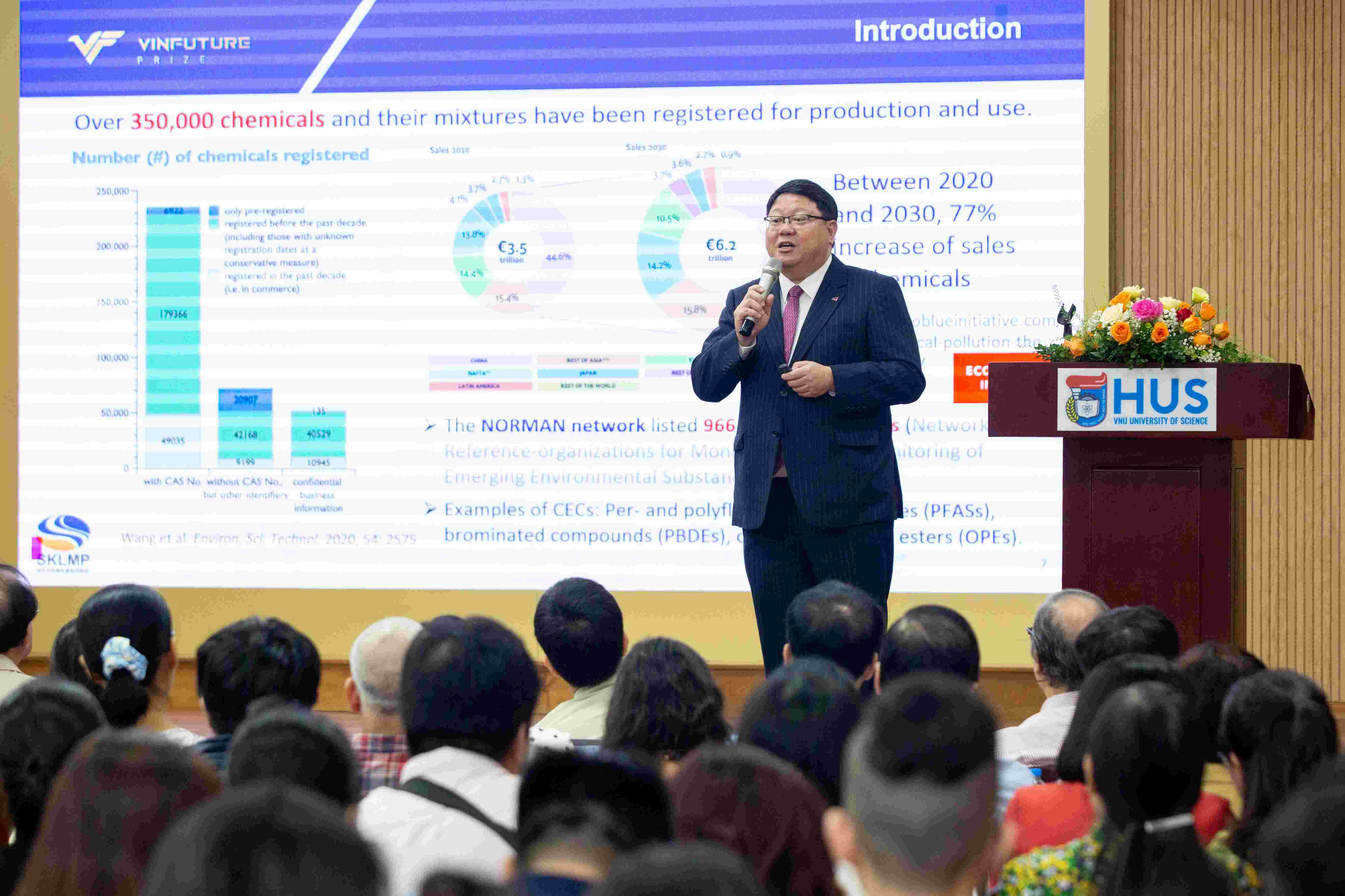 GS. Kenneth Leung - Giáo sư ngành Độc chất học và Hóa học Môi trường, Hiệu trưởng Trường Năng lượng và Môi trường và Giám đốc Phòng thí nghiệm Trọng điểm Quốc gia về Ô nhiễm biển tại Đại học Thành phố Hồng Kông (Trung Quốc) tóm tắt thành tựu nghiên cứu về các chất ô nhiễm mới nổi