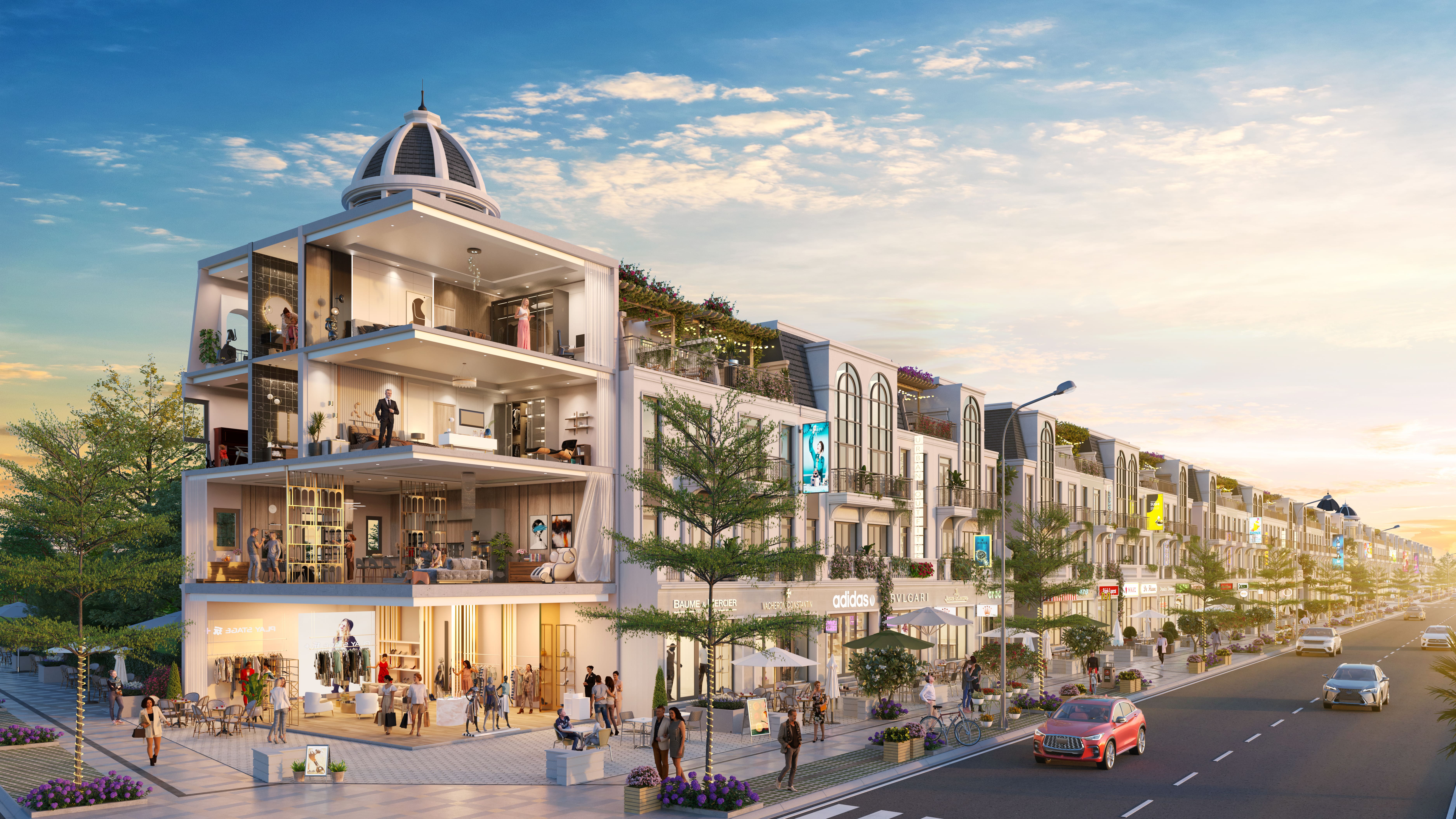 Shophouse Imperia Grand Plaza Đức Ho&agrave; sở hữu mặt tiền rộng, thiết kế th&ocirc;ng tầng, kh&ocirc;ng gian linh hoạt ph&ugrave; hợp cho nhiều m&ocirc; h&igrave;nh kinh doanh &nbsp;
