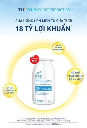 Phiên bản ít đường của Sữa Uống Lên Men TH true YOGURT PROBIOTICS 18 tỷ lợi khuẩn: Chinh phục cả gia đình