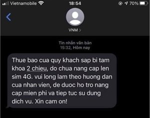 Cảnh báo lừa đảo nâng cấp lên sim 4G để đánh cắp thông tin thẻ tín dụng