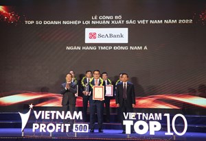 SeABank 5 lần liên tiếp lọt Top 50 doanh nghiệp có lợi nhuận xuất sắc Việt Nam năm 2022