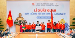 Đoàn thể thao Việt Nam rực rỡ khí thế trong lễ xuất quân dự SEA Games 33