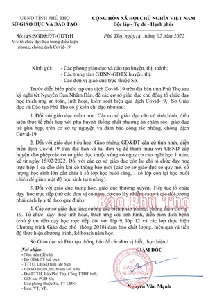 Phú Thọ: Tổ chức dạy học thích ứng an toàn, linh hoạt, kiểm soát hiệu quả dịch Covid-19