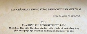Tổng Bí thư Tô Lâm gửi Thư thăm hỏi, động viên đồng bào vùng thiên tai