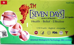 Cảnh báo Viên uống giảm cân SEVEN DAYS chứa chất cấm Sibutramine