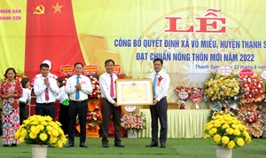 Huyện Thanh Sơn (Phú Thọ): Xã Võ Miếu đón nhận danh hiệu xã đạt chuẩn Nông thôn mới