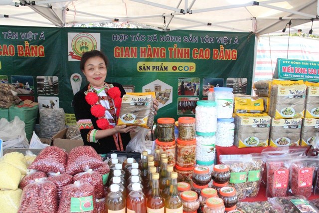 Gian h&agrave;ng đến từ tỉnh Cao Bằng mang theo hương vị v&agrave; sắc m&agrave;u đặc trưng của v&ugrave;ng đất nơi địa đầu Tổ quốc, g&oacute;p phần l&agrave;m phong ph&uacute; th&ecirc;m kh&ocirc;ng gian &ldquo;Phi&ecirc;n chợ Xu&acirc;n&rdquo;.
