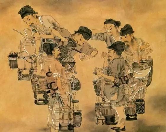Bức tranh nổi tiếng của Yan Liben tái hiện cuộc thi trà sôi nổi trong dân gian.