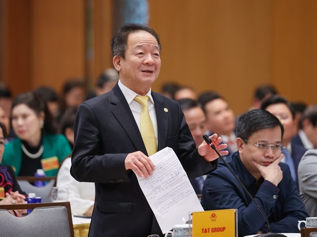 Chủ tịch HĐQT T&amp;T Group Đỗ Quang Hiển: C&aacute;c doanh nghiệp lớn, muốn đi xa, đi l&acirc;u, đi bền vững th&igrave; phải c&oacute; doanh nghiệp vệ tinh, DNNVV nằm trong chuỗi cung ứng - Ảnh: VGP/Nhật Bắc &nbsp;