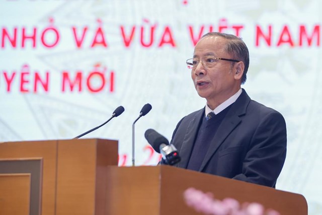 Chủ tịch Hiệp hội DNNVV Việt Nam Nguyễn Văn Th&acirc;n ph&aacute;t biểu tại hội nghị. &nbsp;