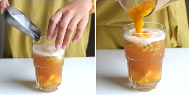 Hồng trà xoài chanh leo là sự kết hợp hoàn hảo giữa ba nguyên liệu tự nhiên.