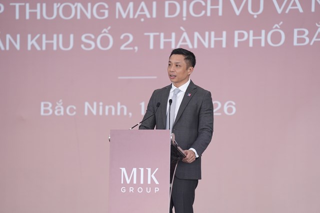 &Ocirc;ng Nguyễn Dũng Minh &ndash; Ph&oacute; Tổng Gi&aacute;m đốc MIK Group ph&aacute;t biểu tại lễ khởi c&ocirc;ng &nbsp;