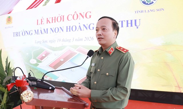Trung tướng Đặng Hồng Đức, Thứ trưởng Bộ C&ocirc;ng an ph&aacute;t biểu tại lễ khởi c&ocirc;ng &nbsp;