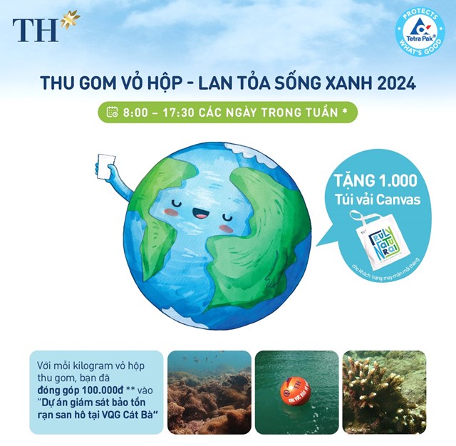 C&ugrave;ng TH &ldquo;Thu gom vỏ hộp, lan tỏa sống xanh 2024&rdquo; l&agrave; người ti&ecirc;u d&ugrave;ng đang chung tay gi&uacute;p bảo tồn hệ sinh th&aacute;i san h&ocirc; ở VQG C&aacute;t B&agrave; &nbsp;