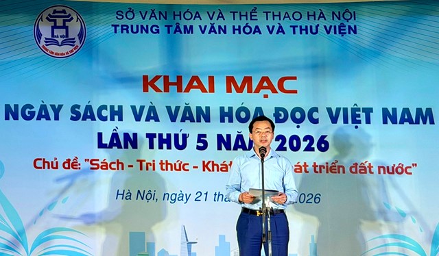 &Ocirc;ng Phạm Xu&acirc;n T&agrave;i - Ph&oacute; Gi&aacute;m đốc Sở Văn h&oacute;a v&agrave; Thể thao H&agrave; Nội ph&aacute;t biểu tại lễ khai mạc &nbsp;