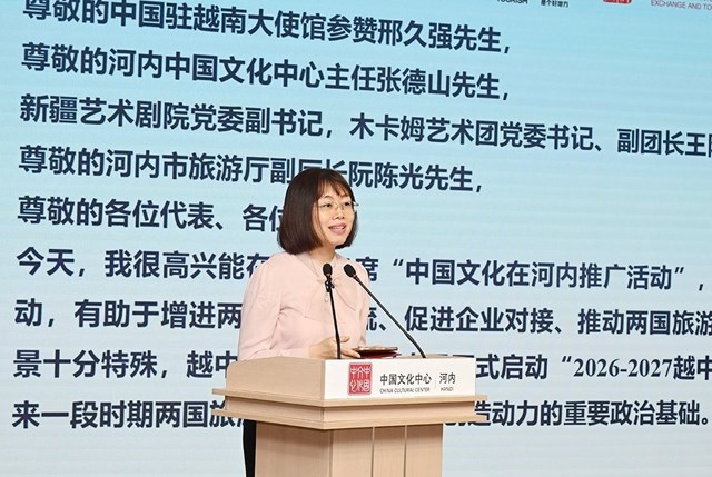 Ph&oacute; Cục trưởng Cục Du lịch Quốc gia Việt Nam Nguyễn Thị Hoa Mai ph&aacute;t biểu. &nbsp;