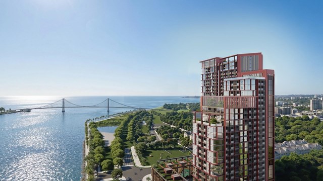 Thiết kế giật cấp lấy cảm hứng từ rồng Makara trong văn ho&aacute; Champa. Ảnh: Sun Property. &nbsp;