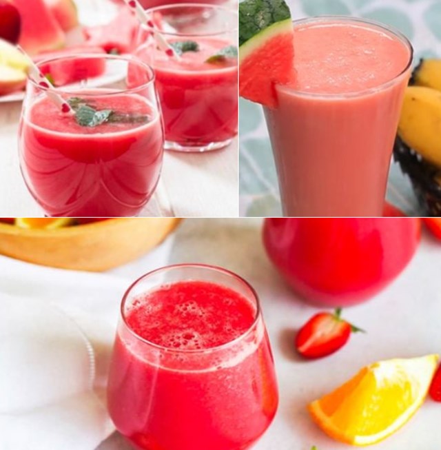 Những m&oacute;n sinh tố dưa hấu kết hợp t&aacute;o, chuối, d&acirc;u t&acirc;y kh&ocirc;ng chỉ gi&uacute;p l&agrave;m đẹp da m&agrave; c&ograve;n hỗ trợ giữ d&aacute;ng hiệu quả.