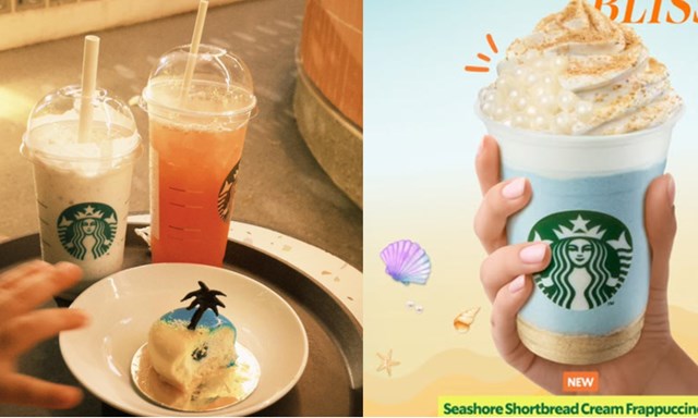 Seashore Shortbread Cream Frappuccino Frappuccino với siro vanilla shortbread, sữa tươi, kem tươi và thạch popping tạo nên trải nghiệm vị giác và thị giác tuyệt vời.