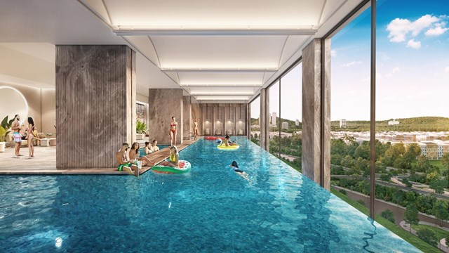 Bể bơi v&ocirc; cực &ndash; một trong những tiện &iacute;ch nội khu đẳng cấp của The Sunset. Ảnh: Sun Group. &nbsp;