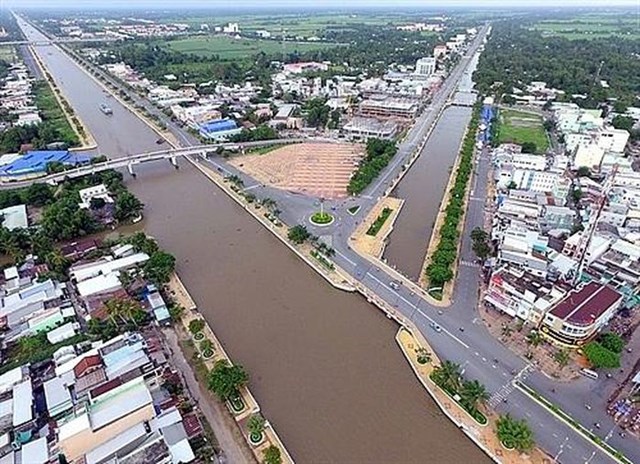 Một g&oacute;c th&agrave;nh phố Vị Thanh nh&igrave;n từ tr&ecirc;n cao.