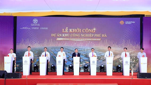 Nghi thức khởi c&ocirc;ng x&acirc;y dựng Khu c&ocirc;ng nghiệp Ph&uacute; H&agrave;