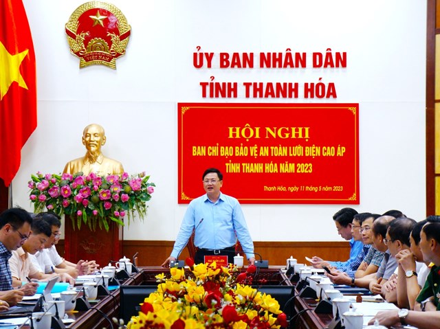 Ủy vi&ecirc;n Ban Thường vụ Tỉnh ủy, Ph&oacute; Chủ tịch UBND tỉnh Thanh Hóa Mai Xu&acirc;n Li&ecirc;m phát bi&ecirc;̉u chỉ đạo tại H&ocirc;̣i nghị Ban chỉ đạo bảo v&ecirc;̣ an toàn hành lang lưới đi&ecirc;̣n cao áp tỉnh Thanh Hóa. &nbsp;