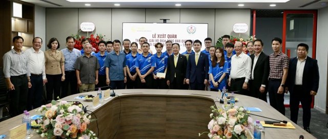Đội b&oacute;ng b&agrave;n CAND &ndash; T&amp;T l&agrave;m lễ xuất qu&acirc;n chuẩn bị tham dự Giải b&oacute;ng b&agrave;n V&ocirc; địch Quốc gia 2024. &nbsp;