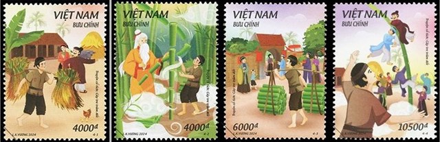 Bốn mẫu của bộ tem đã được phát hành trên mạng lưới bưu chính từ ngày 1/6/2024. Ảnh: Tổng công ty Bưu điện Việt Nam