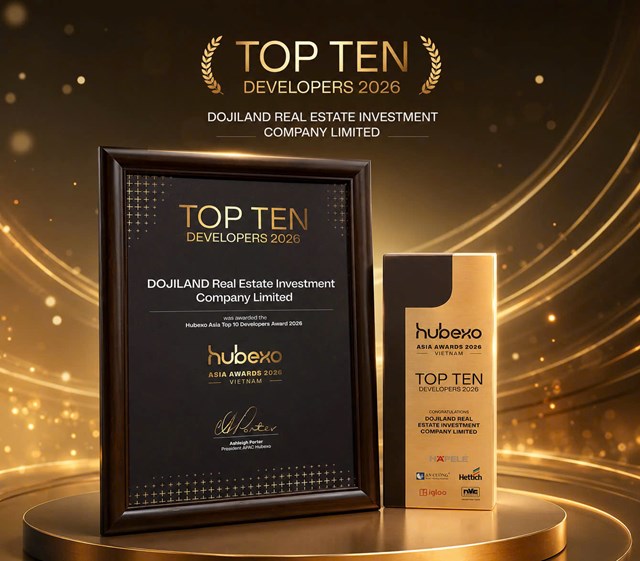 DOJILAND được vinh danh &ldquo;Top 10 Chủ đầu tư h&agrave;ng đầu Việt Nam&rdquo;tại Hubexo Asia Awards lần thứ 21 &nbsp;