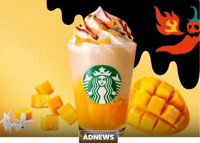 Starbucks Nhật Bản gây chú ý khi ra mắt Frappuccino cay đầu tiên, kết hợp xoài, trà hoa nhài và mật ong cay độc đáo.