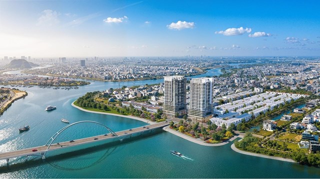 S-Light Tower - biểu tượng sống mới vươn m&igrave;nh tại ng&atilde; ba s&ocirc;ng H&agrave;n, s&ocirc;ng Cẩm Lệ v&agrave; s&ocirc;ng Đ&ocirc; Tỏa. Ảnh: Sun Property. &nbsp;